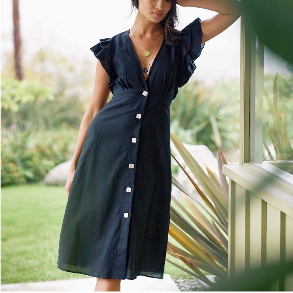 Charlie Black Linen Midi Sundress